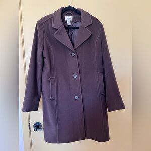 LL BEAN BROWN WOOL INSULATED OVERCOAT